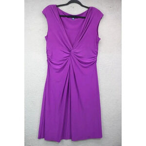 Chaps Purple Ruched in the Center Midi Dress-Size XL